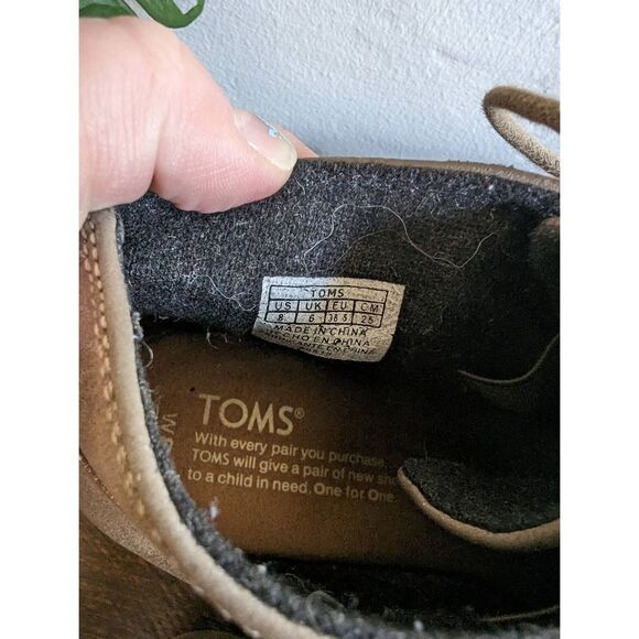 Toms Desert Wedge Gunmetal Metallic Lace-up Booties - Size 8 - Picture 8 of 8